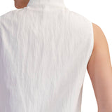 Stand Collar Slit V-Neck Sleeveless Top