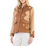 Star Embellishment Suede Jacket