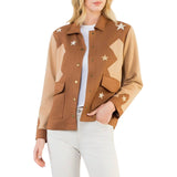 Star Embellishment Suede Jacket