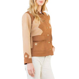 Star Embellishment Suede Jacket