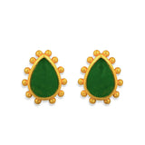 Starburst Stud Earrings - Green Strawberry Quartz