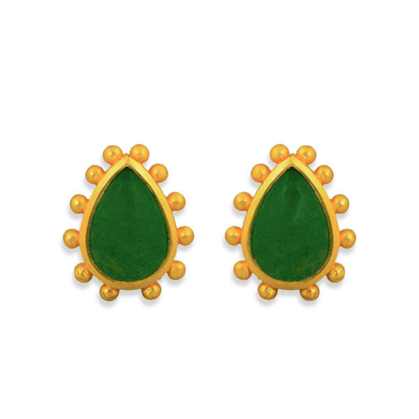 Starburst Stud Earrings - Green Strawberry Quartz