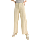 Straight Wide Leg Denim Pants - Beige