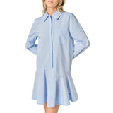 Stripe Collar Flared Skirt Dress