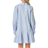 Stripe Collar Flared Skirt Dress