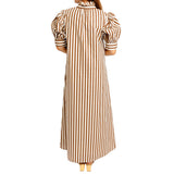 Stripe Ruffle Neck Maxi Shirt Dress