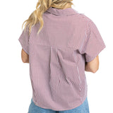 Stripe Signature Vneck Collar Top