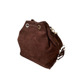 Suede Fringe Bucket Bag - Dark Brown