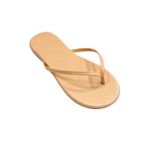 Summer Sleek Slim Strap Flip-Flop Thong Sandals - Nude