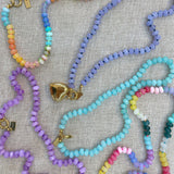 Sweet Stone Beaded Knotted Necklace - Lavender