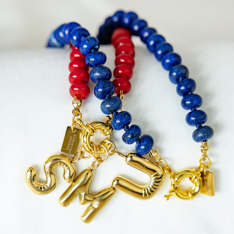 Sweet Stone Beaded Knotted Necklace - Lapis Lazuli