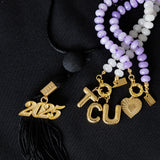 Sweet Stone Beaded Knotted Necklace - Purple
