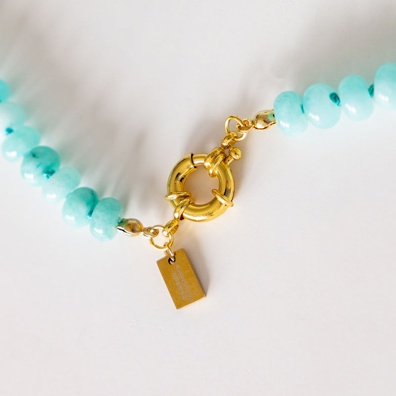 Sweet Stone Beaded Knotted Necklace - Amazonite