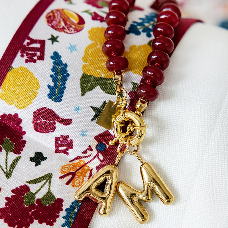 Sweet Stone Beaded Knotted Necklace - Maroon Quartz