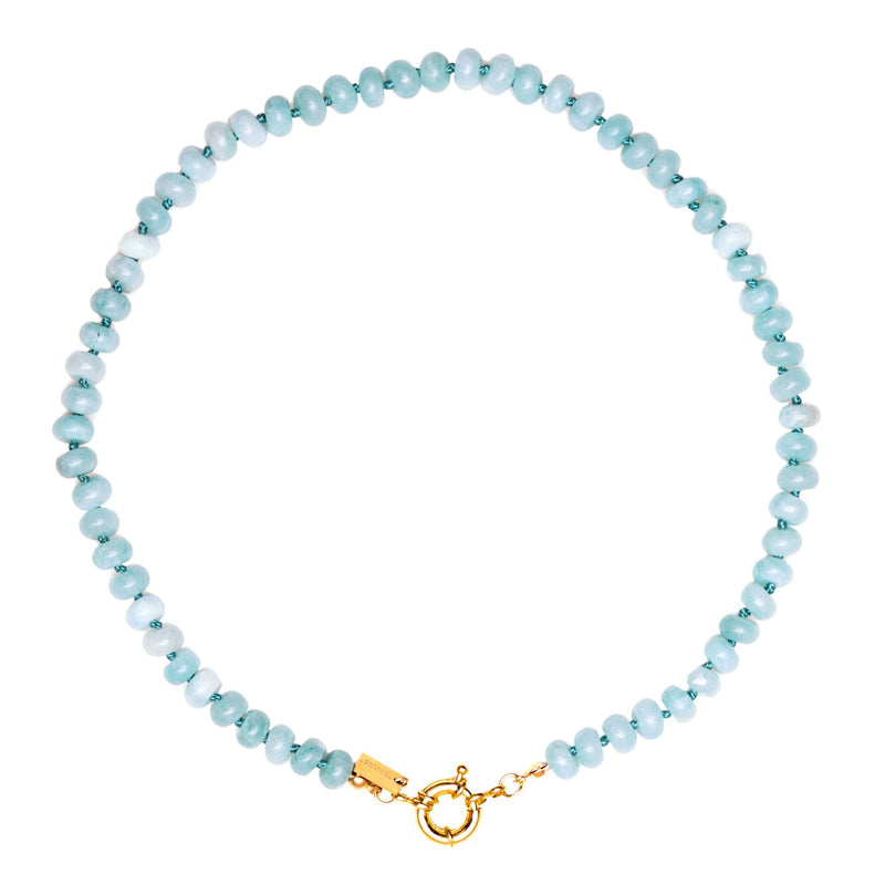 Sweet Stone Beaded Knotted Necklace - Amazonite