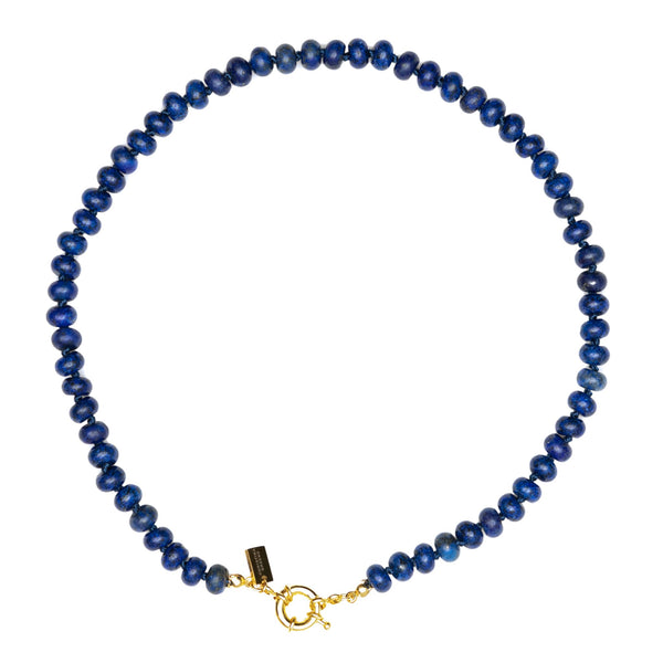Sweet Stone Beaded Knotted Necklace - Lapis Lazuli