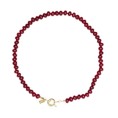 Sweet Stone Beaded Knotted Necklace - Maroon Quartz