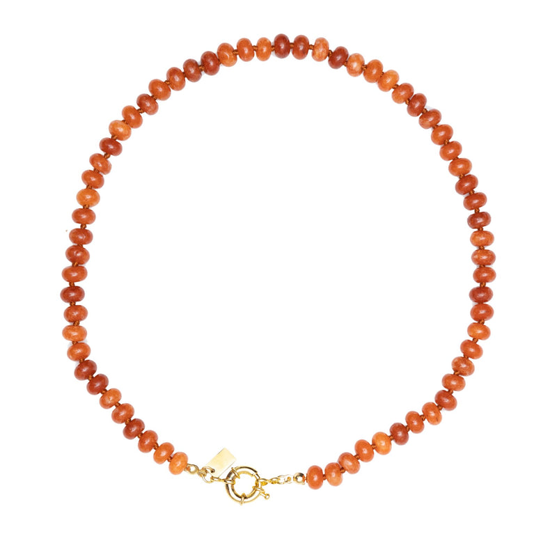 Sweet Stone Beaded Knotted Necklace - Orange