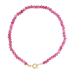 Sweet Stone Beaded Knotted Necklace - Pink