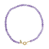Sweet Stone Beaded Knotted Necklace - Purple