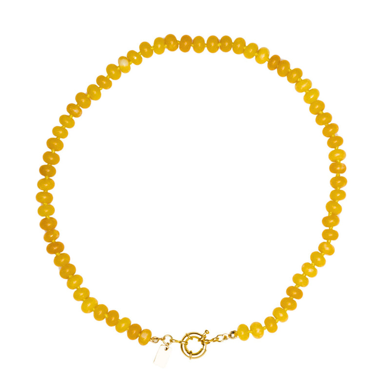 Sweet Stone Beaded Knotted Necklace - Yellow