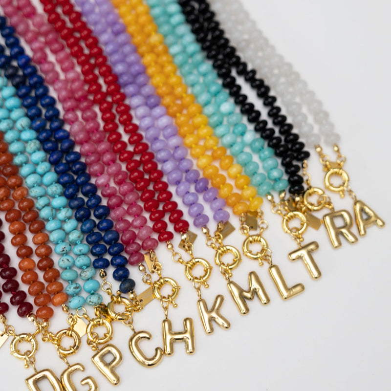 Sweet Stone Beaded Knotted Necklace - Lapis Lazuli