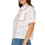 Sweetheart Scallop Embroidered Blouse