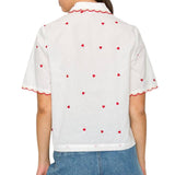 Sweetheart Scallop Embroidered Blouse