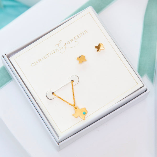 Texas Strong Necklace and Stud Earrings Gift Set