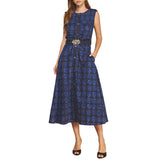 Textured Polka Dot Print Button Down Belted Midi Dress