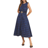 Textured Polka Dot Print Button Down Belted Midi Dress