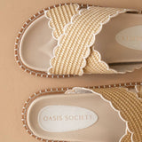 The Fabby Beige Double Strap Raffia Slide