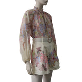 Tropical Floral Blouse and Shorts Set