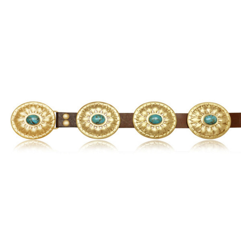 Turquoise and Brass Concho Belt
