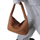 Vegan Leather Woven Shoulder Baguette Bag