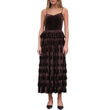Velvet Pleated Tier Dress