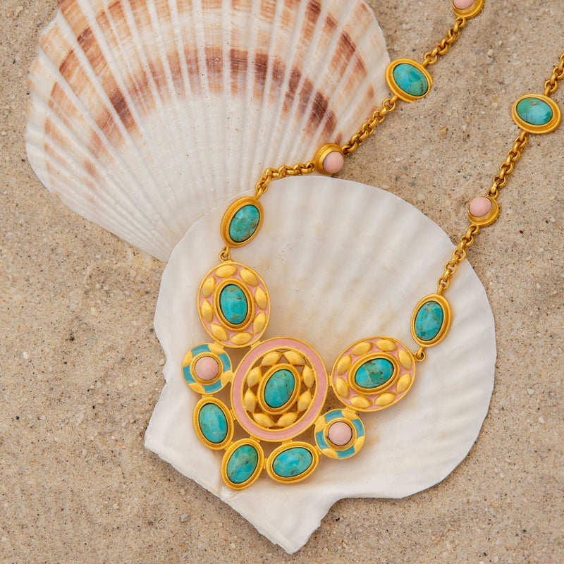 Jewelry Devon Leigh Statement | Copper Infused Turquoise Gold Bib Necklace  • Ewbohojewelry
