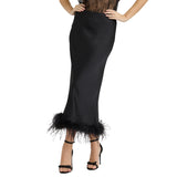Vera Feather-Trim Midi Skirt