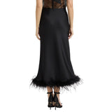 Vera Feather-Trim Midi Skirt