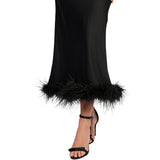 Vera Feather-Trim Midi Skirt