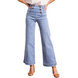 Victorine 6 Buttons Wide Jeans - Denim Blue