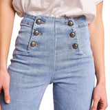 Victorine 6 Buttons Wide Jeans - Denim Blue