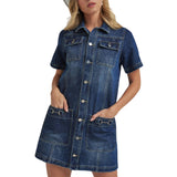 Vintage Western Denim Mini Shirt Dress