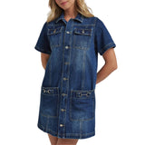 Vintage Western Denim Mini Shirt Dress