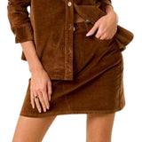 Walnut Corduroy Mini Skirt