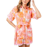 Wave Trims Belted Mini Dress