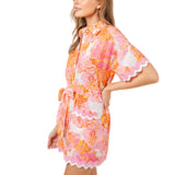 Wave Trims Belted Mini Dress