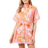 Wave Trims Belted Mini Dress