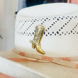 Western Aged Brass Cowboy Boot Hat Pin