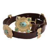 Western Charm Turquoise and Brass Concho Belt
